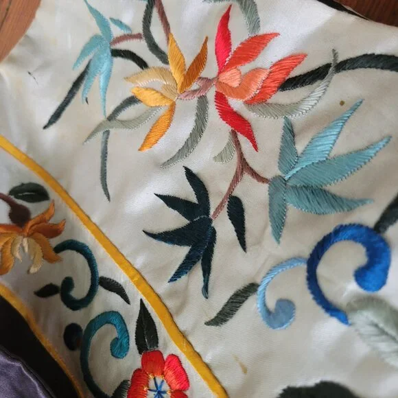 Vintage Silk Golden Bee Chinese Robe, sz S-L - Picture 9 of 16